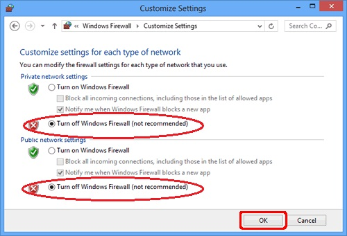 turn off windows firewall - Error appvisvsubsystem 32.dll missing in Microsoft Office